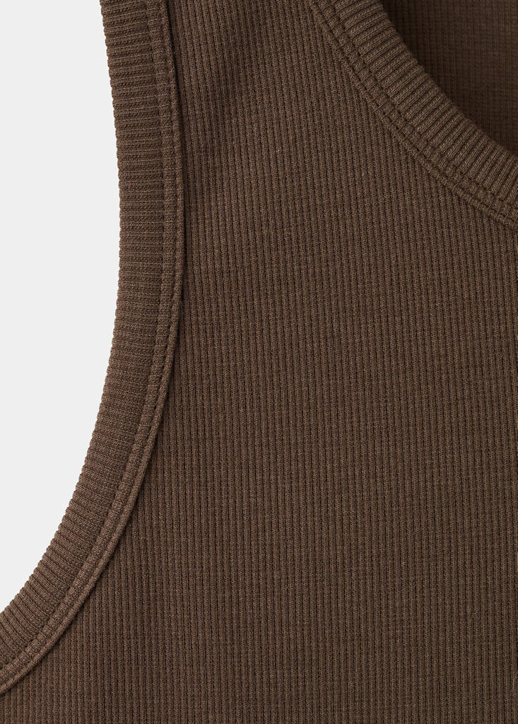 Slim-fit cotton tank top — Brown