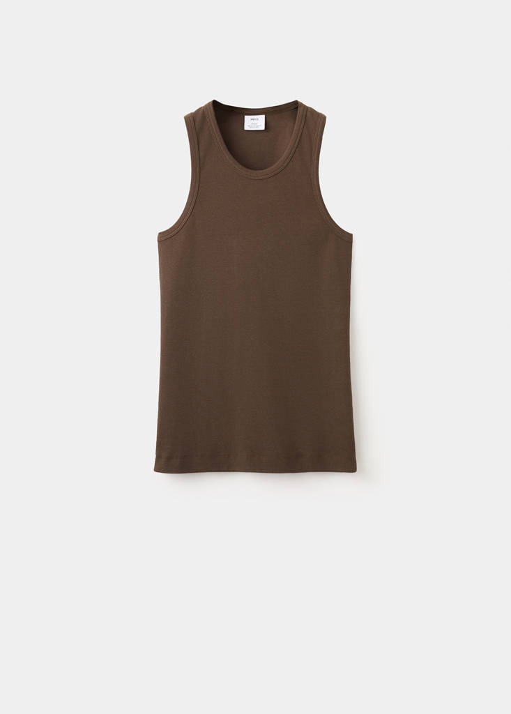 Slim-fit cotton tank top — Brown
