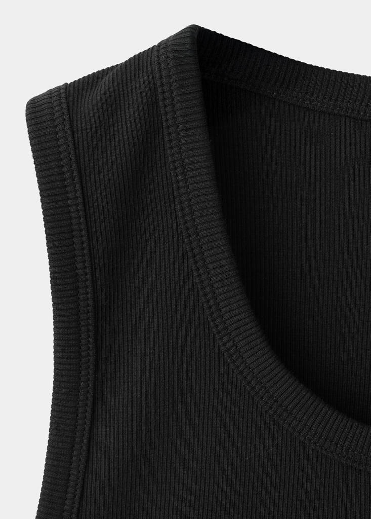 Slim-fit cotton tank top — Black