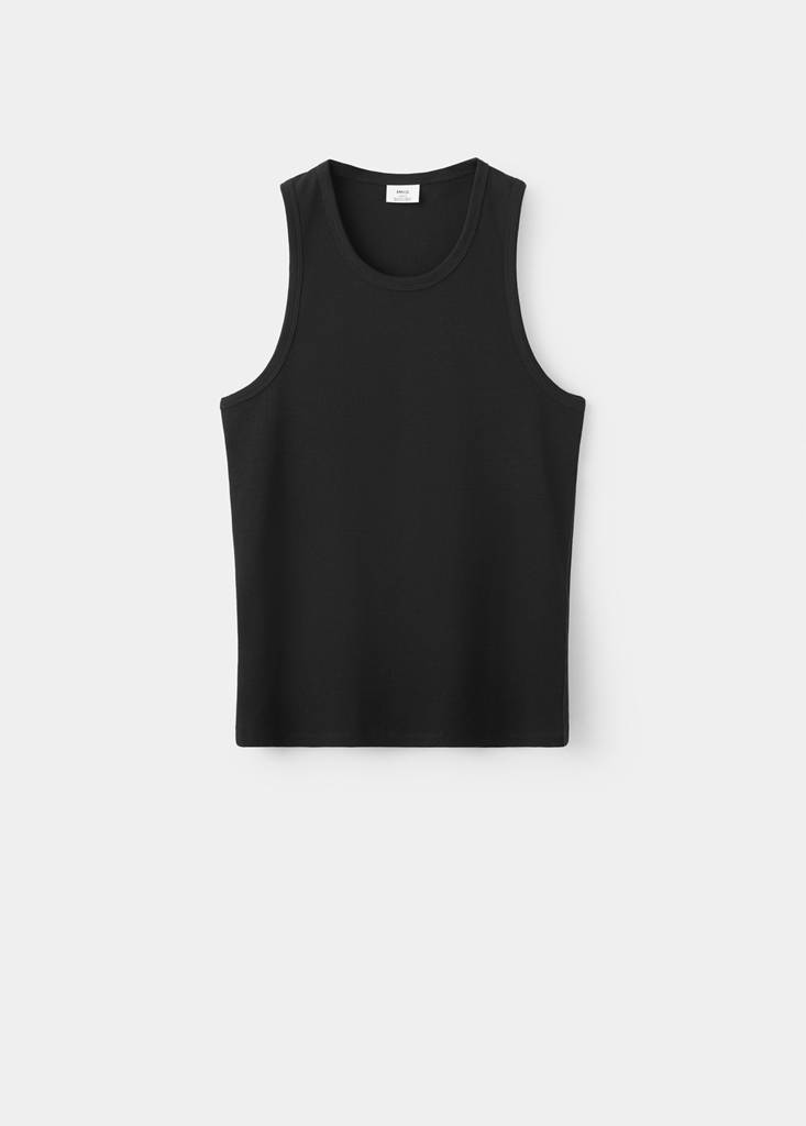Slim-fit cotton tank top — Black