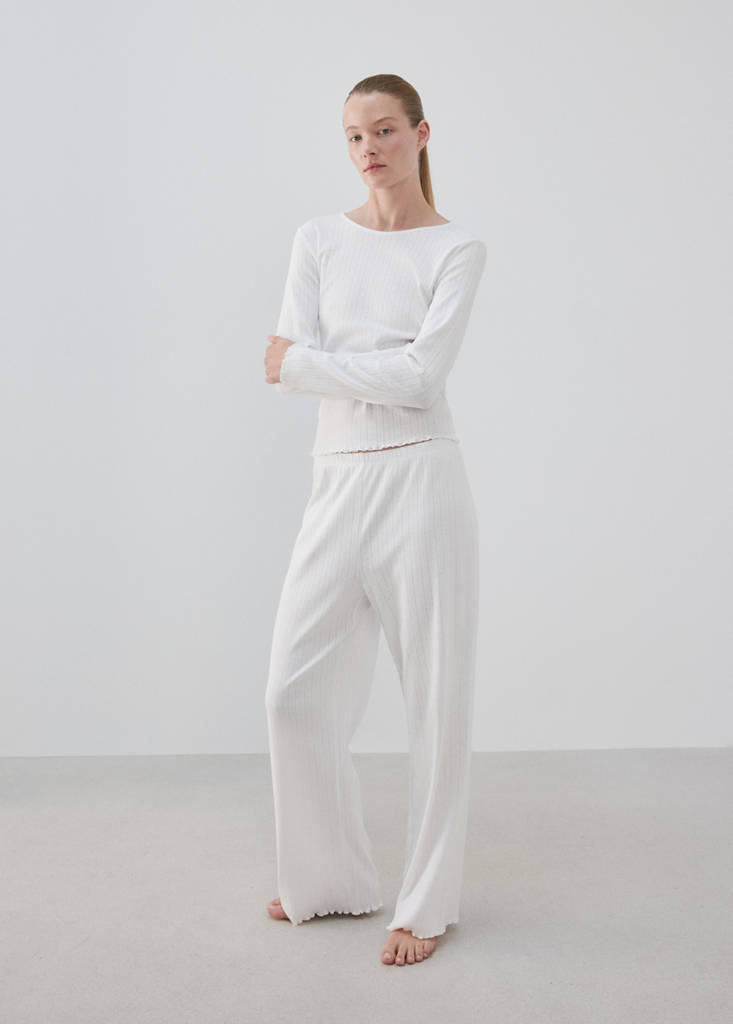 Two-piece openwork cotton pyjamas — White