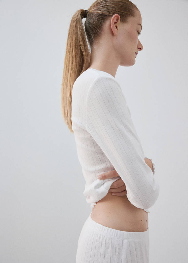 Two-piece openwork cotton pyjamas — White