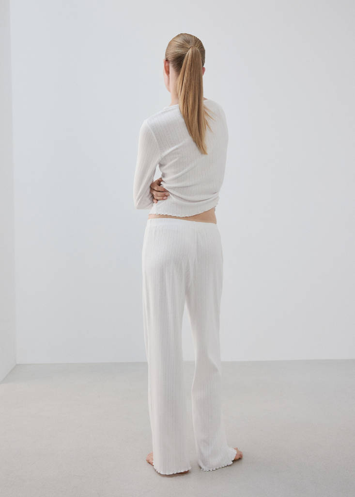 Two-piece openwork cotton pyjamas — White