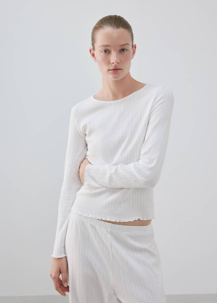 Two-piece openwork cotton pyjamas — White