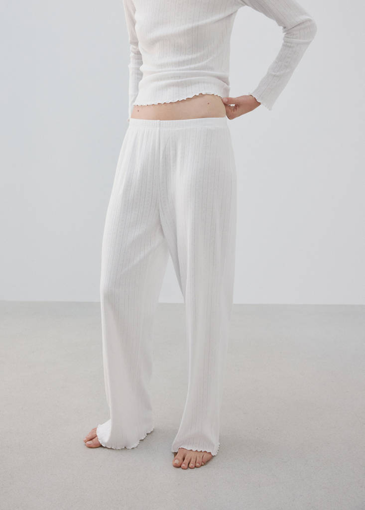 Two-piece openwork cotton pyjamas — White