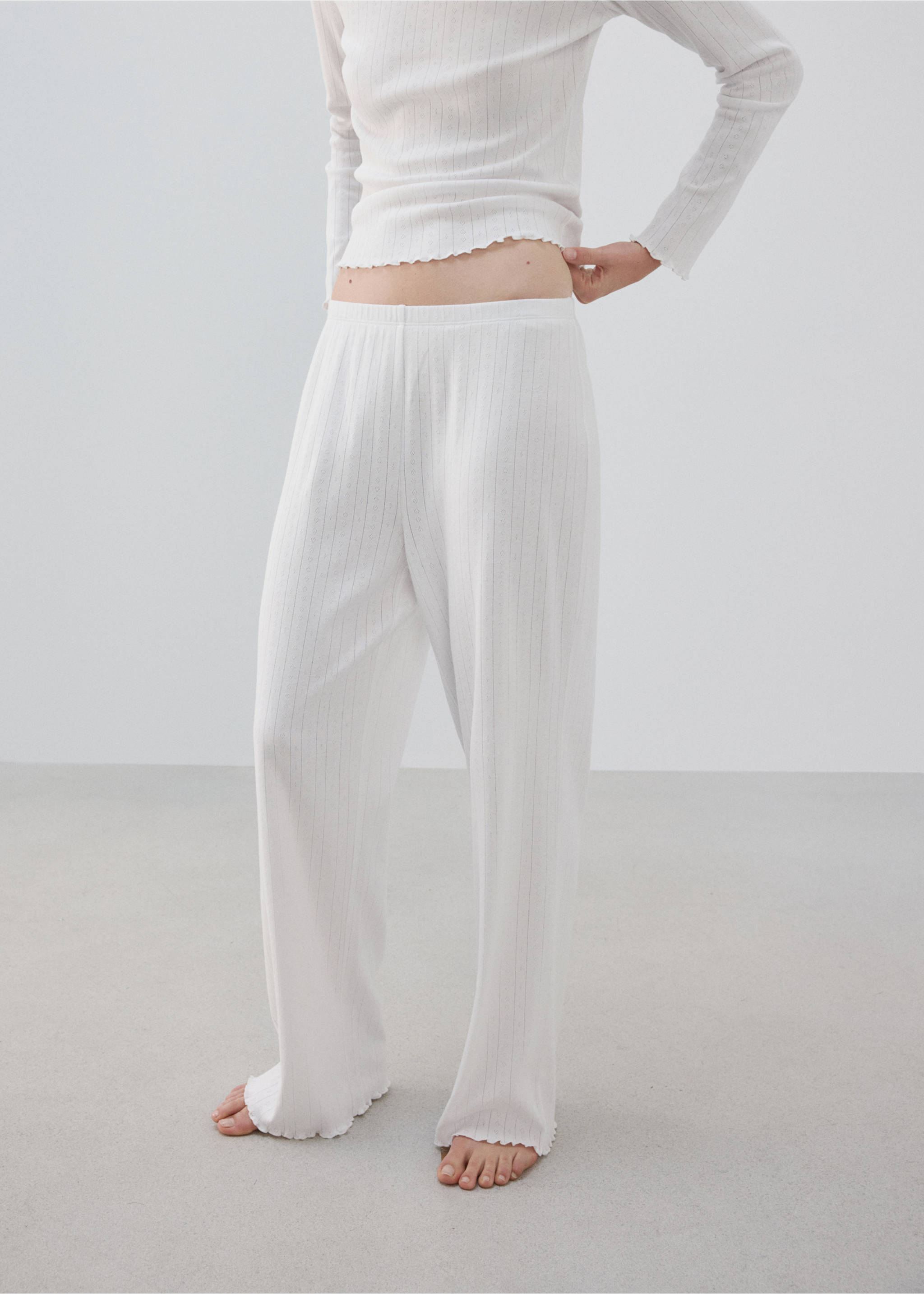 Pyjama deux pièces coton maille lâche - Détail de l'article 3, Blanc. Ref: 37011439-00.