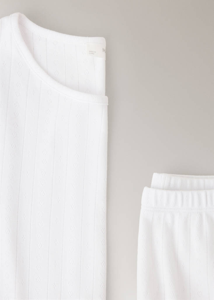 Two-piece openwork cotton pyjamas — White