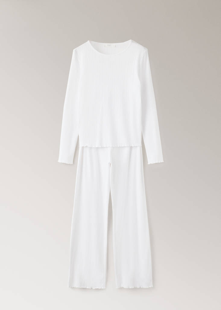 Two-piece openwork cotton pyjamas — White