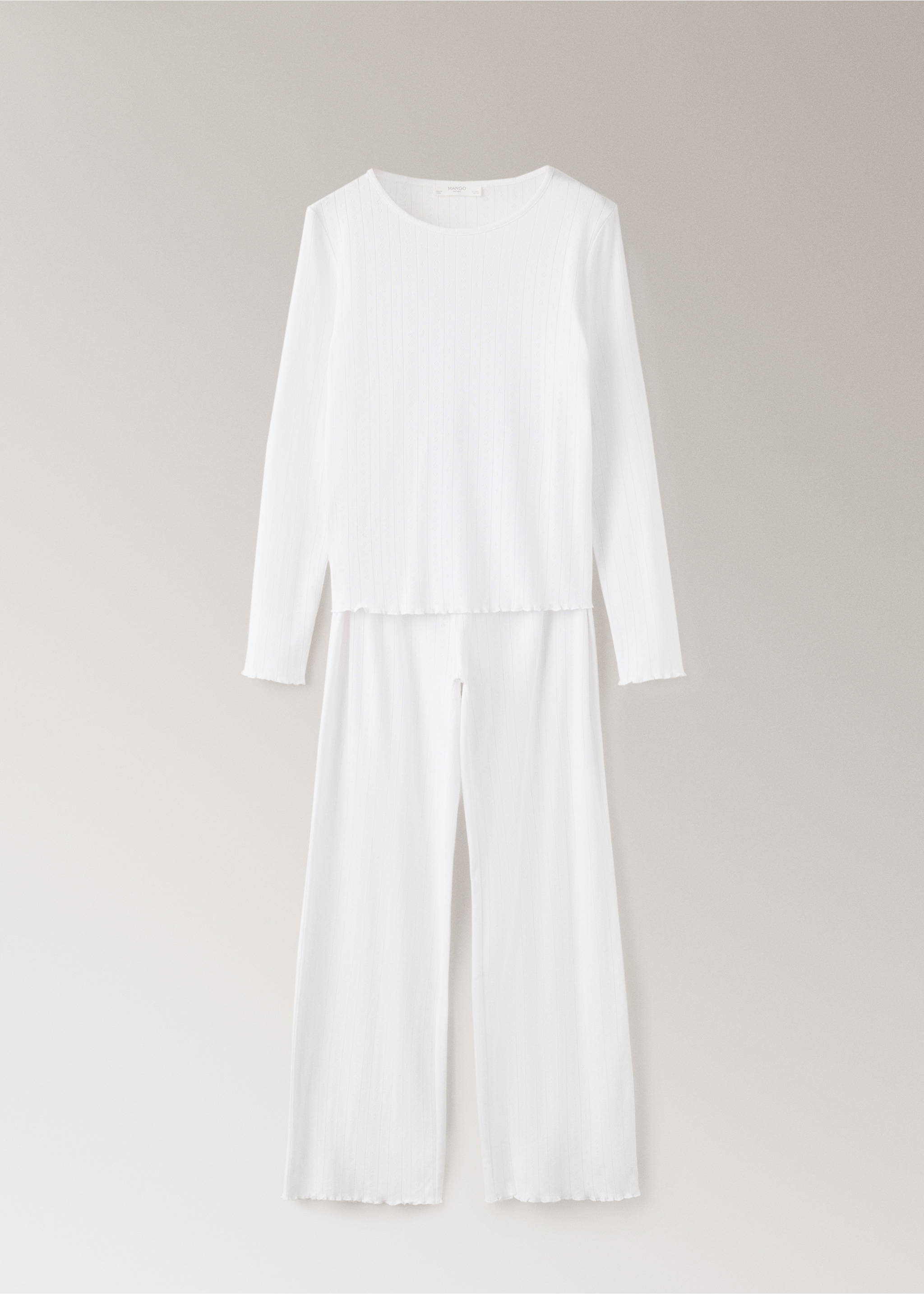 Pyjama deux pièces coton maille lâche - Article sans modèle, Blanc. Ref: 37011439-00.