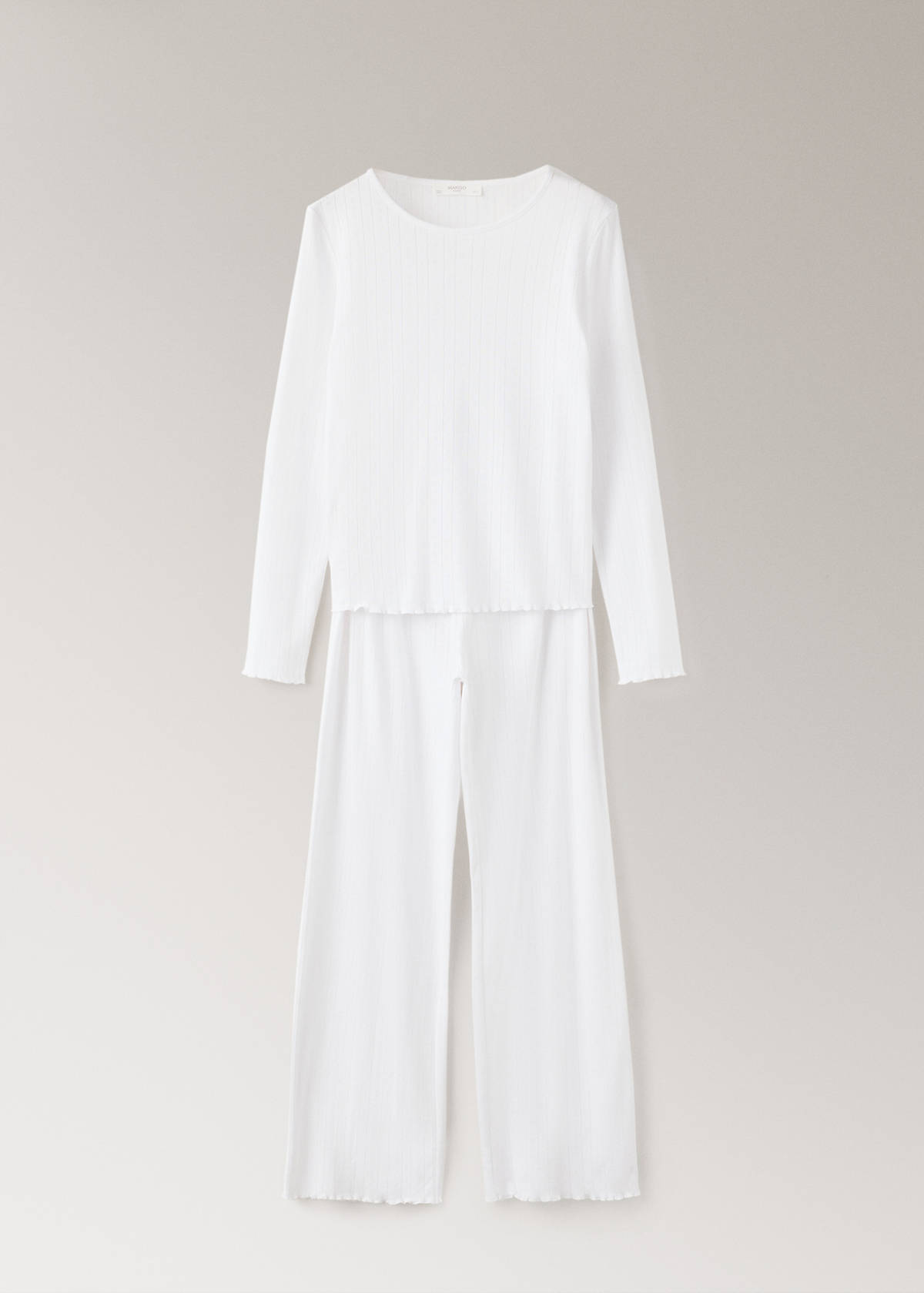 Two-piece openwork cotton pyjamas — White