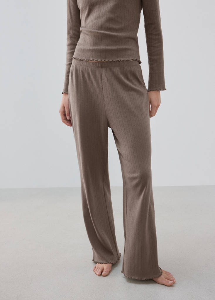 Two-piece openwork cotton pyjamas — Medium Brown