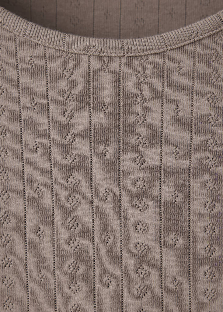 Two-piece openwork cotton pyjamas — Medium Brown