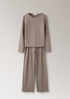 Two-piece openwork cotton pyjamas — Medium Brown 6