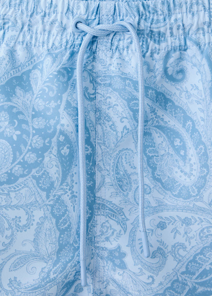 Printed drawstring swimming costume — Sky Blue