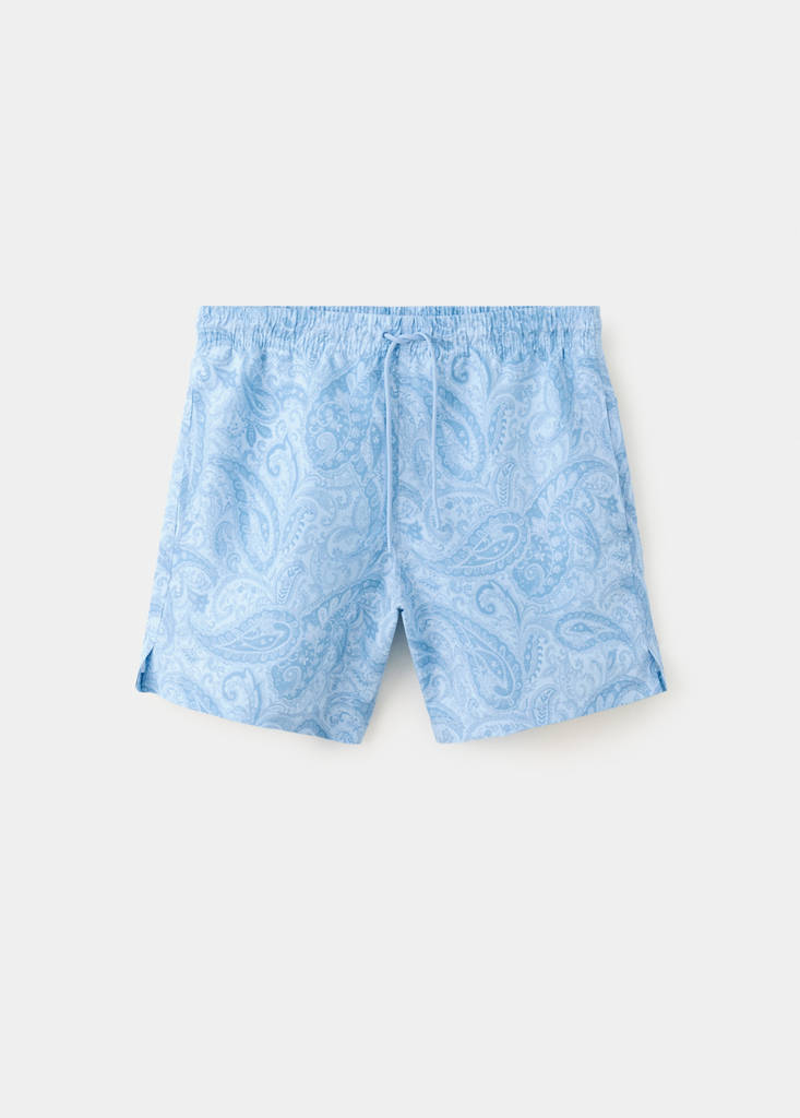 Printed drawstring swimming costume — Sky Blue