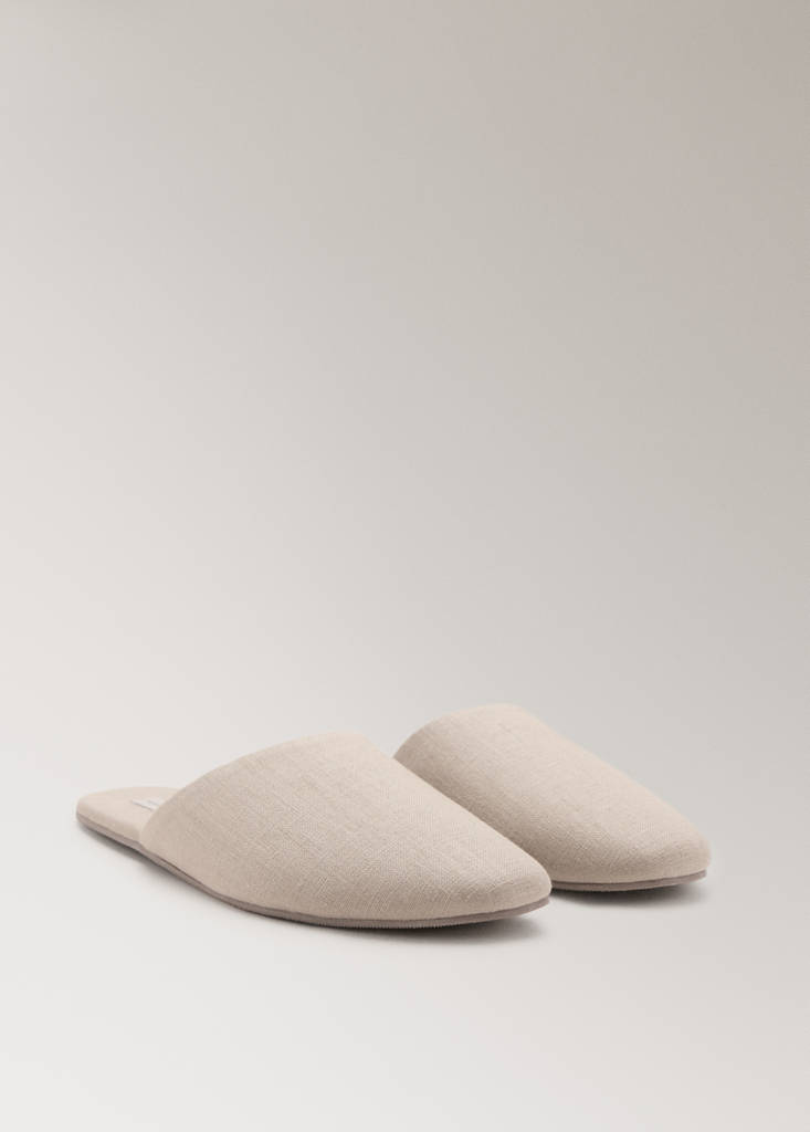 Natural fabric open-back slippers — Green