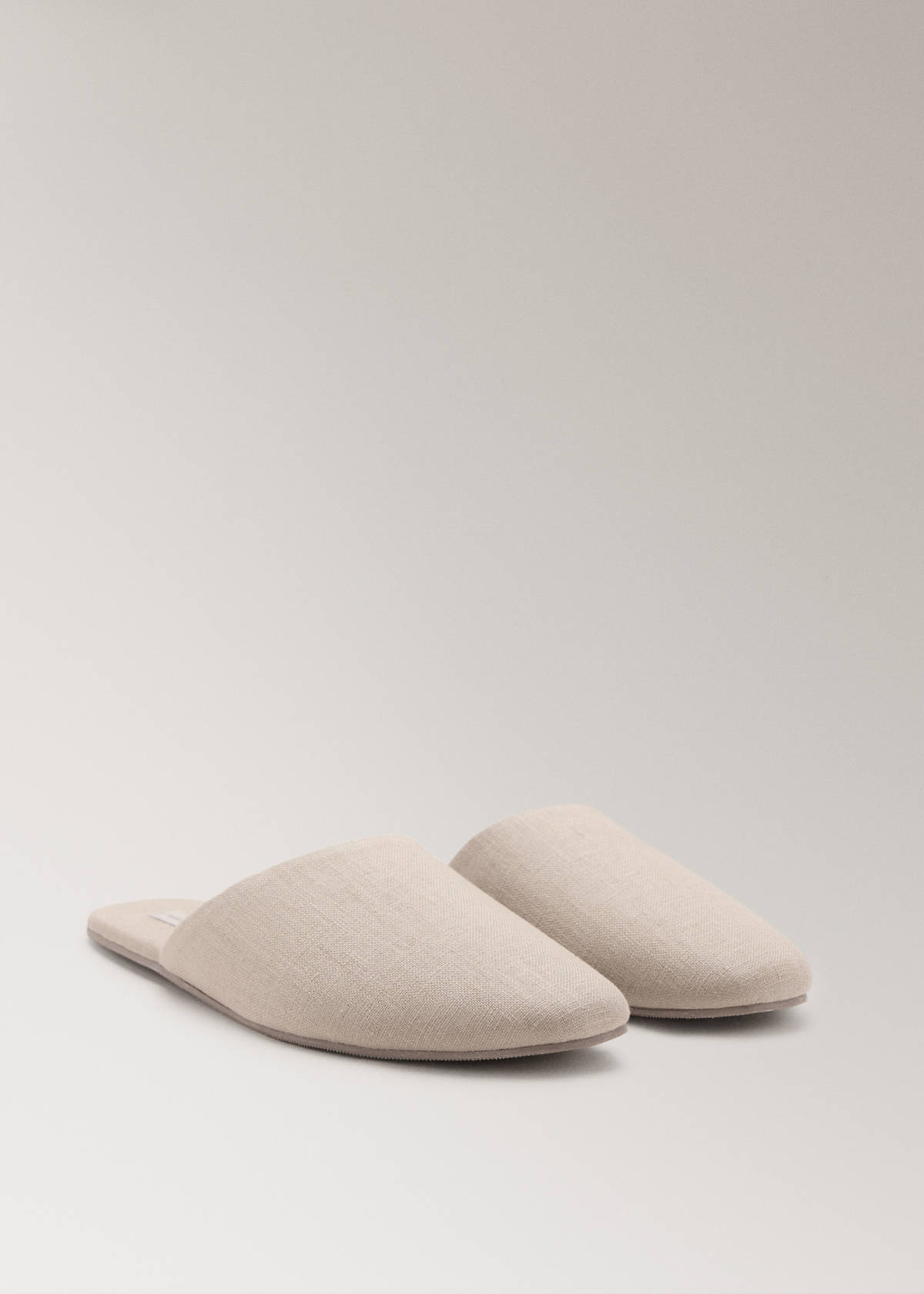 Natural fabric open-back slippers — Green