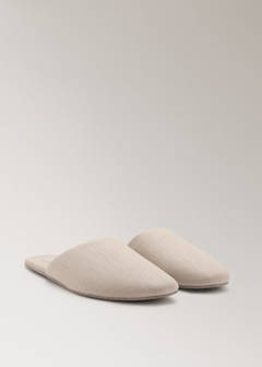Natural fabric open-back slippers — Green 1