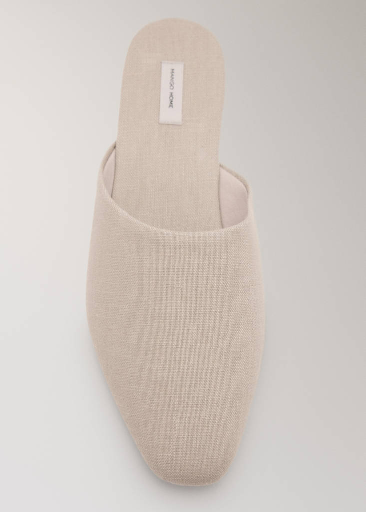 Natural fabric open-back slippers — Green