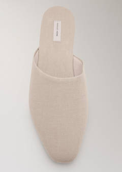 Natural fabric open-back slippers — Green 3