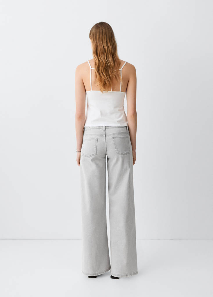 Wide-leg jeans with decorative stitching — Denim Grey