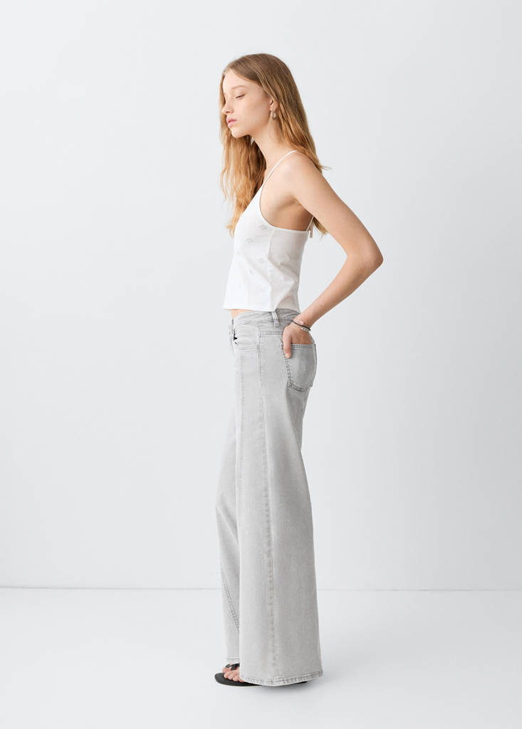 Wide-leg jeans with decorative stitching — Denim Grey