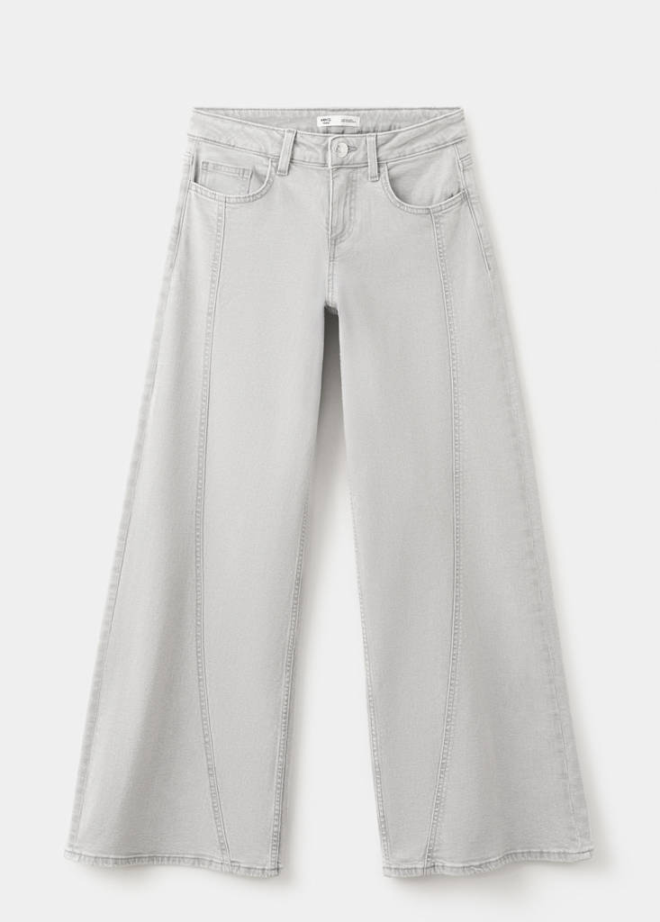 Wide-leg jeans with decorative stitching — Denim Grey
