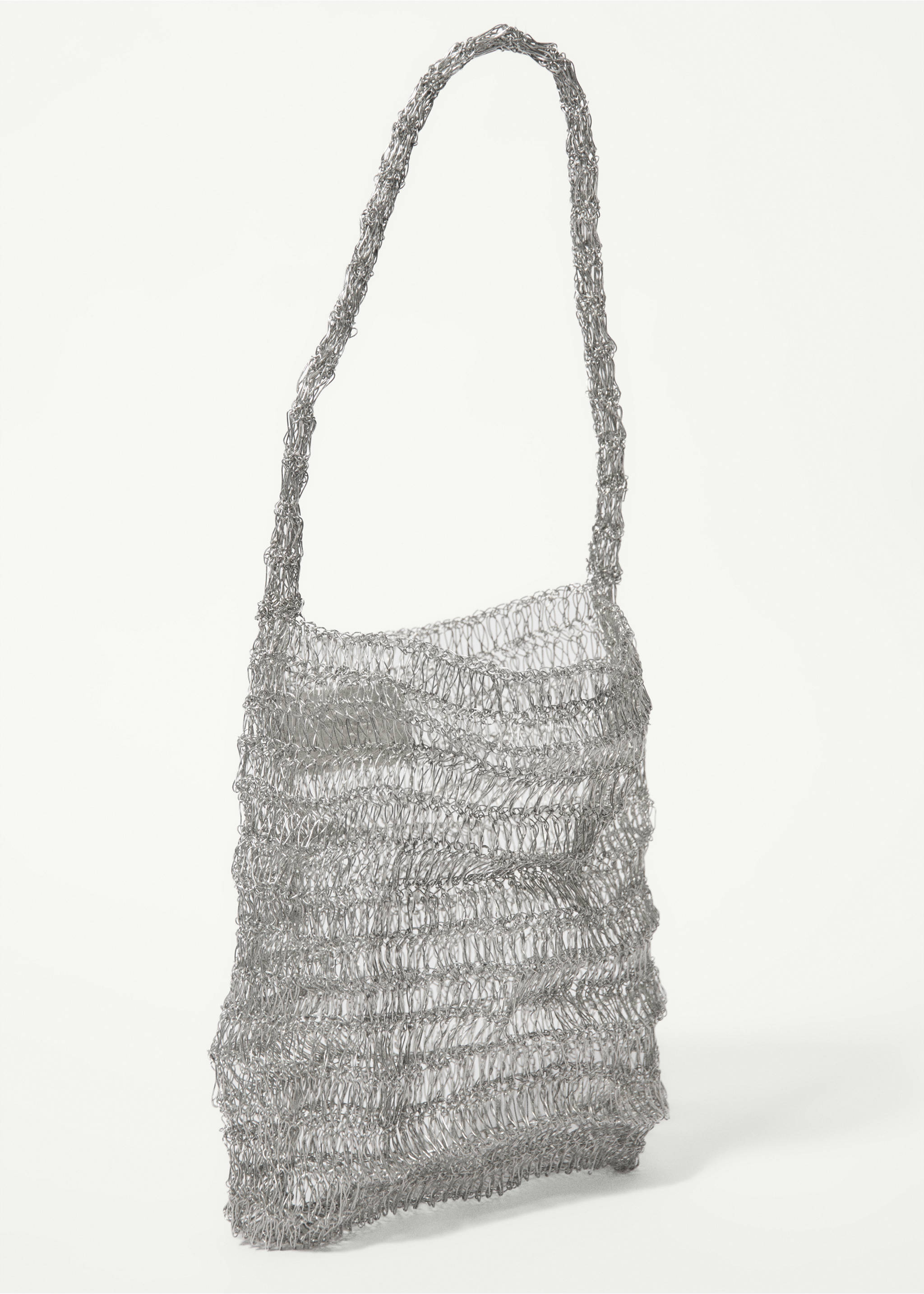 Metallic mesh shoulder bag - Medium plane, Silver. Ref: 37011447-00.