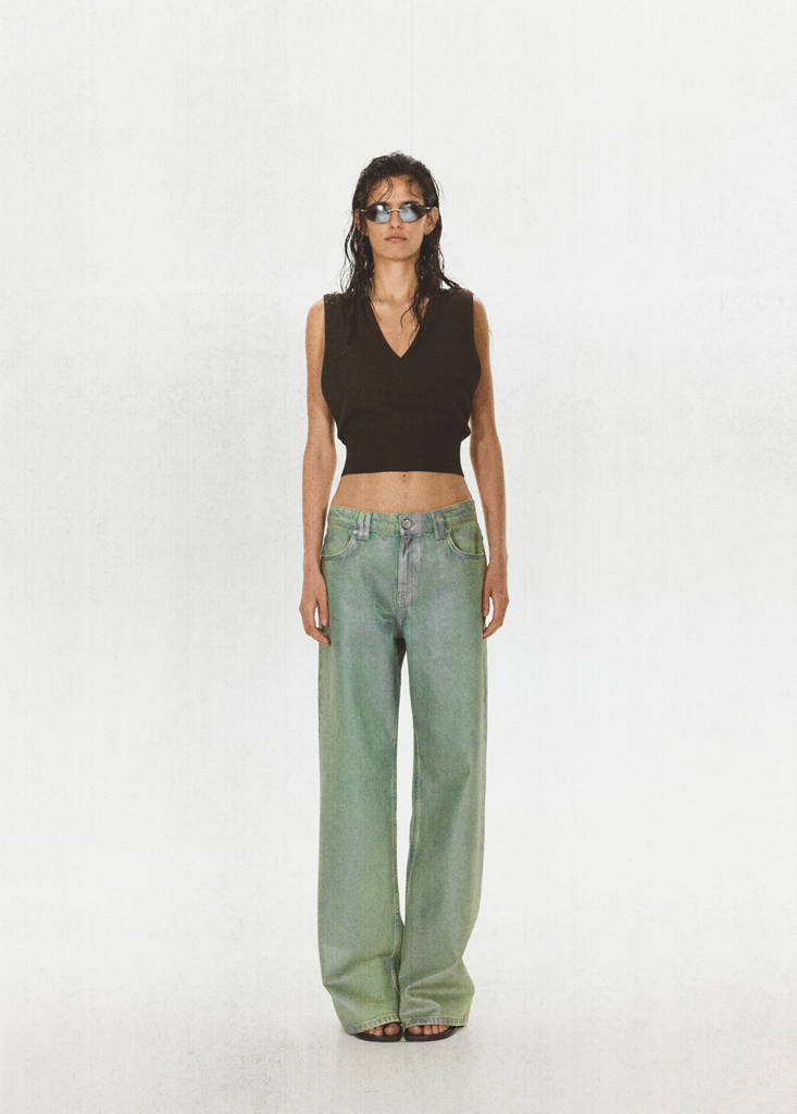 Straight foil jeans — Green