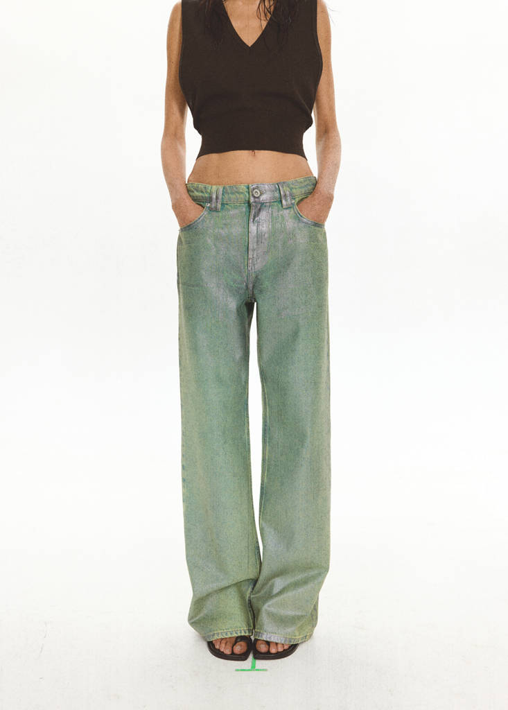 Straight foil jeans — Green