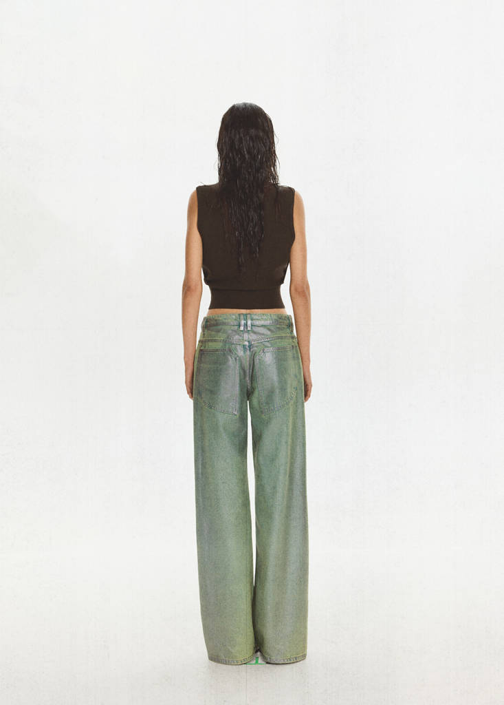 Straight foil jeans — Green