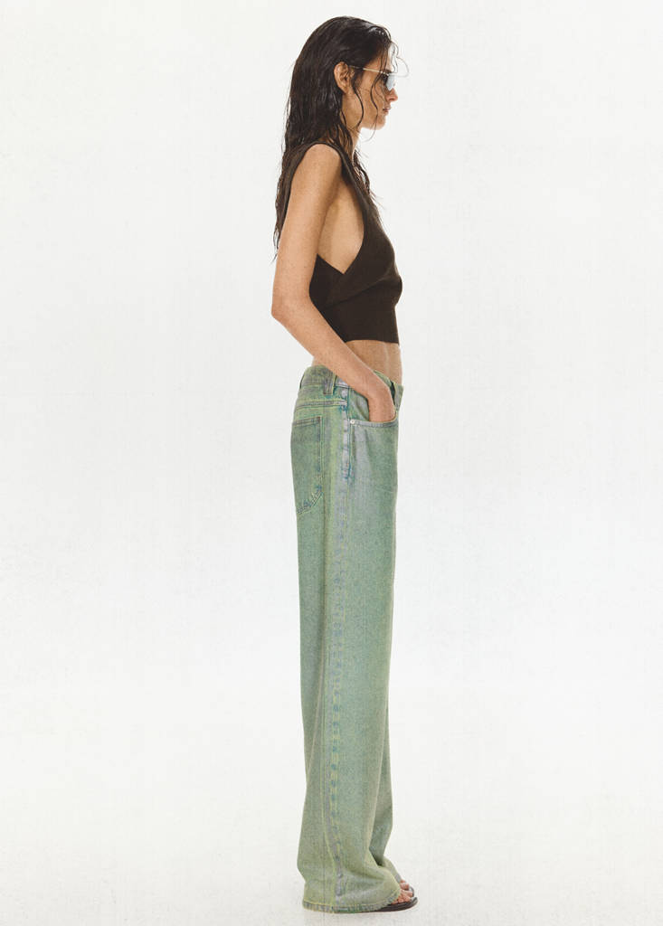 Straight foil jeans — Green