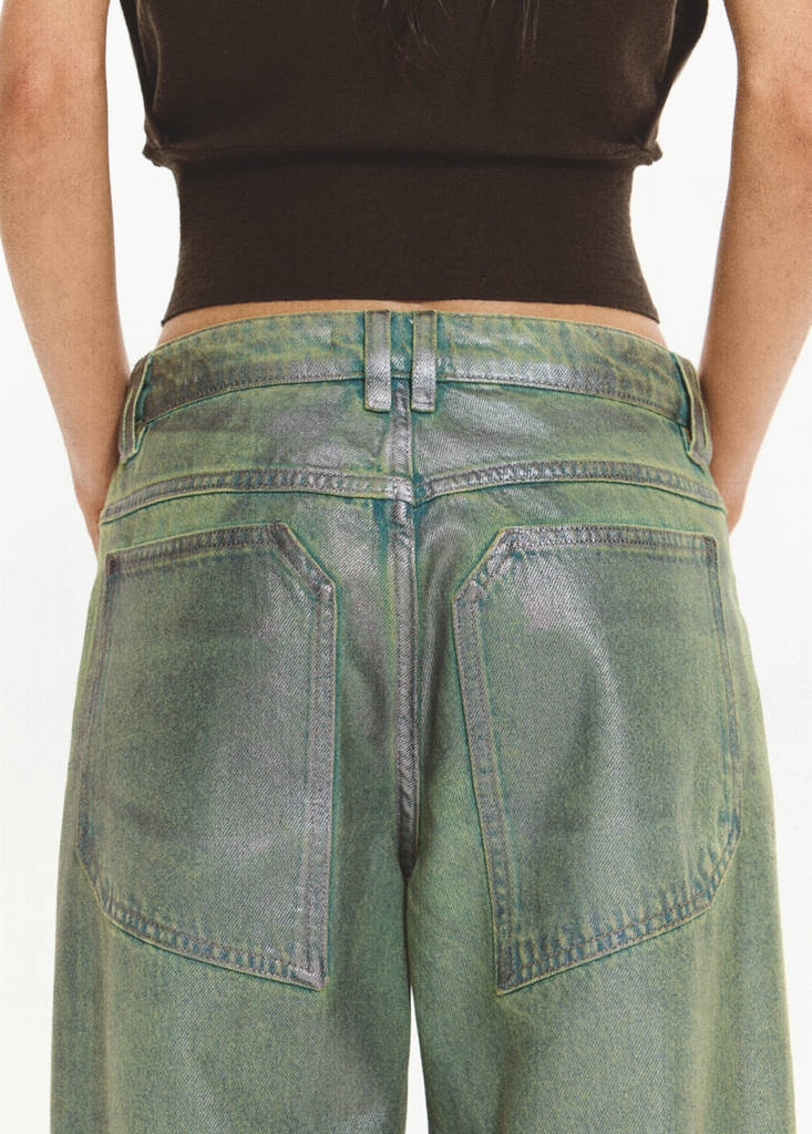 Straight foil jeans — Green