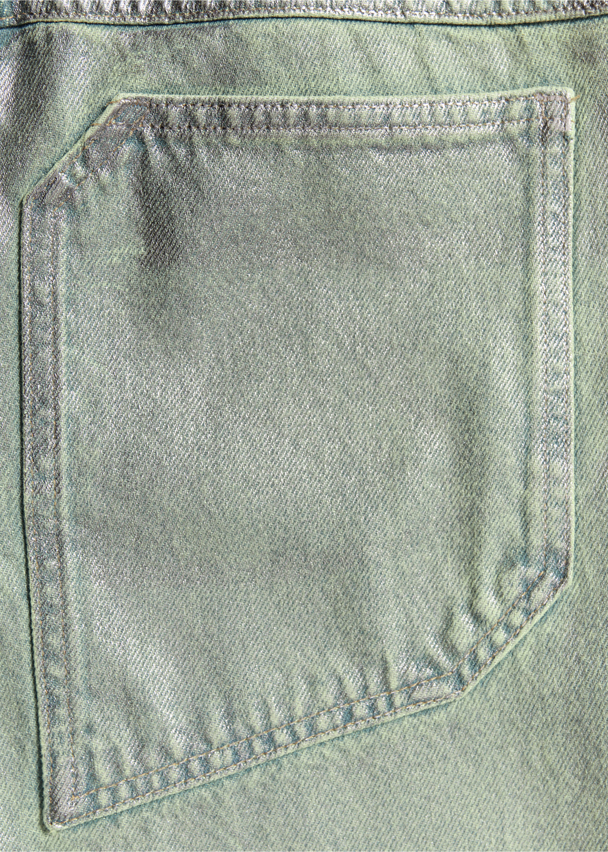 Jean droit foil - Détail de l'article 8, Vert. Ref: 37011454-00.