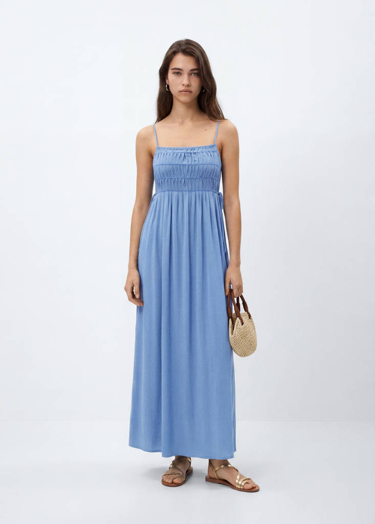 Long dress with bead detailing — Sky Blue