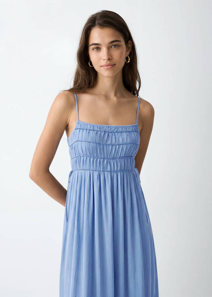 Long dress with bead detailing — Sky Blue
