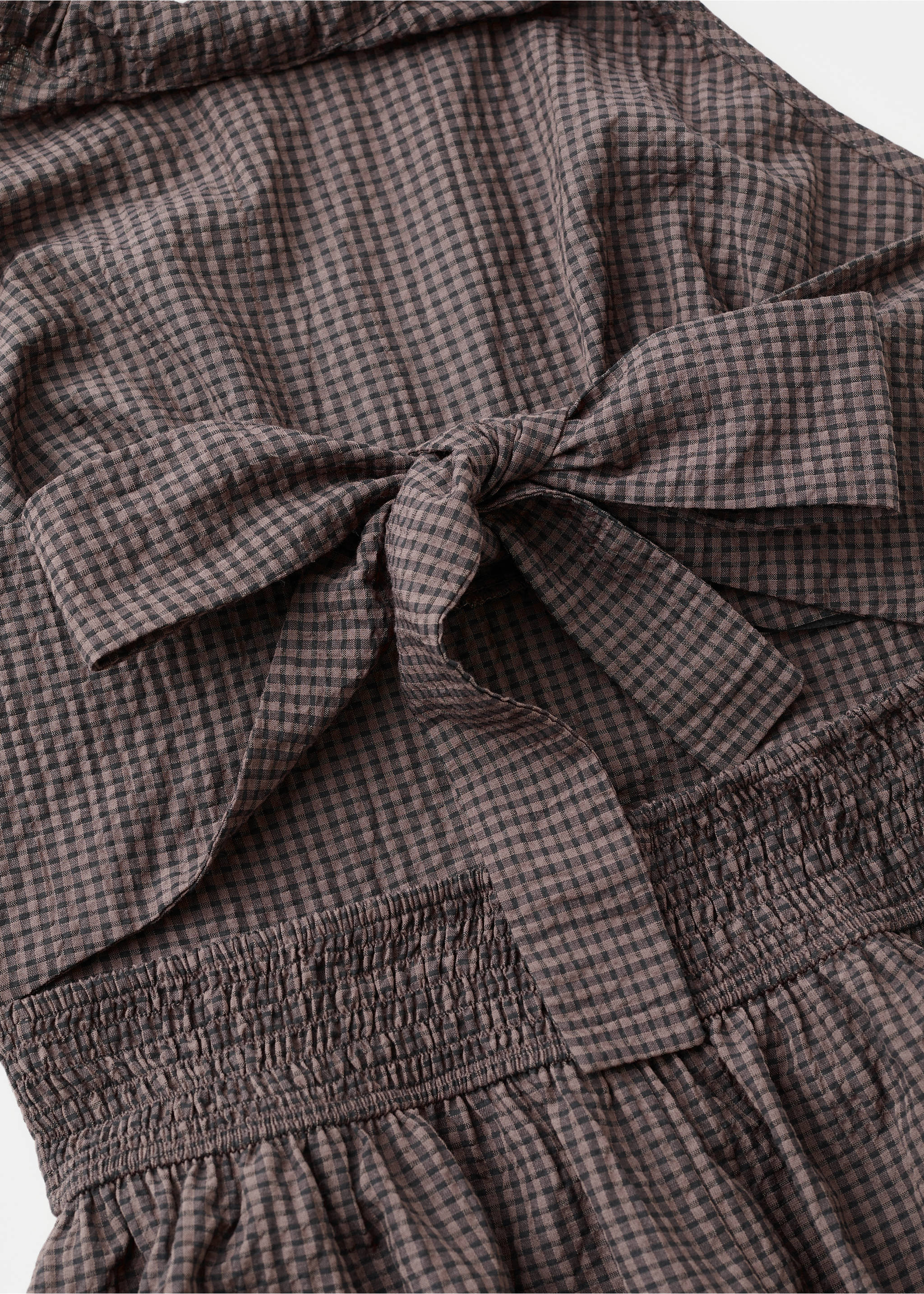 Gingham halter dress - Details of the article 8, Brown. Ref: 37011460-00.