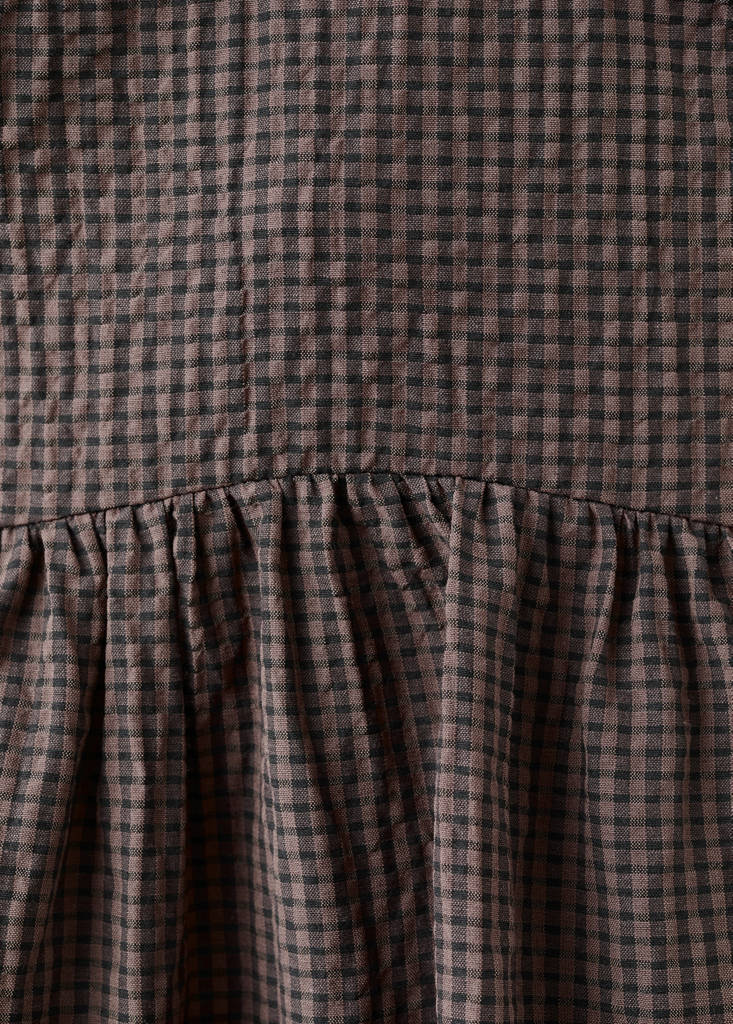 Gingham check halter dress — Brown