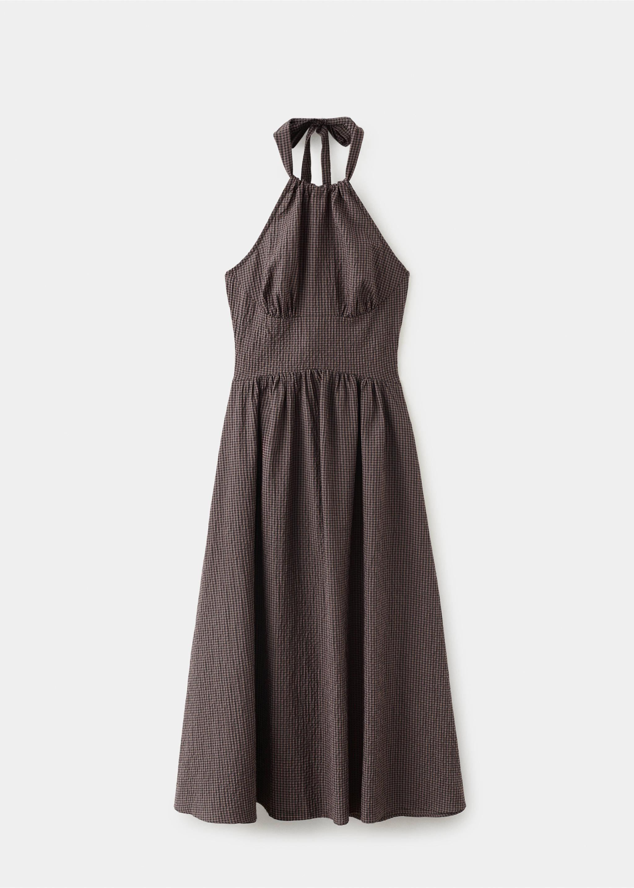 Gingham halter dress - Article without model, Brown. Ref: 37011460-00.