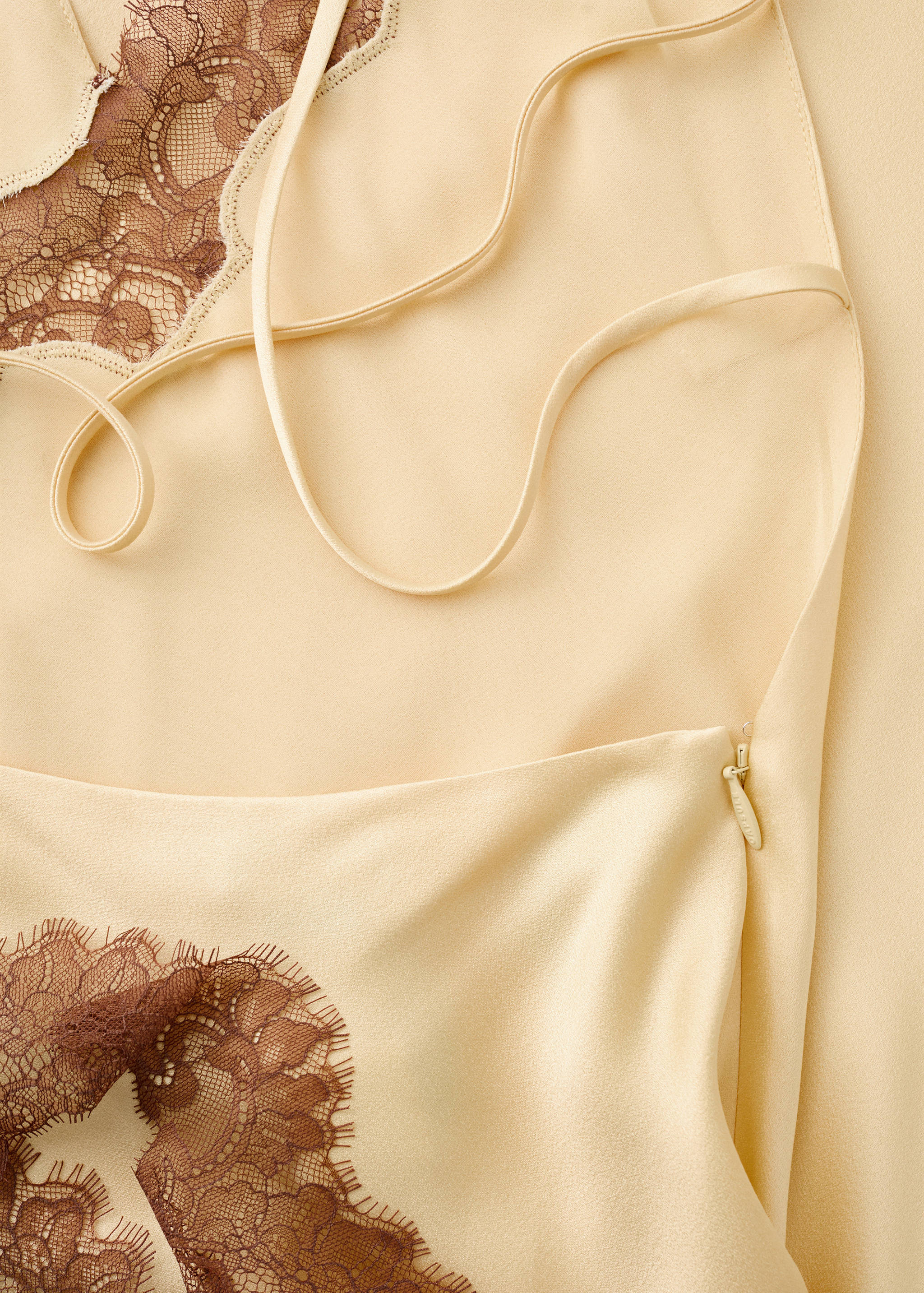 Satin lace dress with lace trim - Details of the article 0