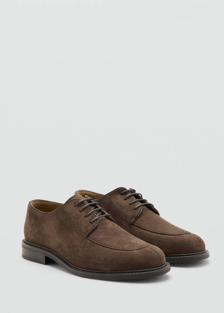 Split leather suit shoes — Medium Brown