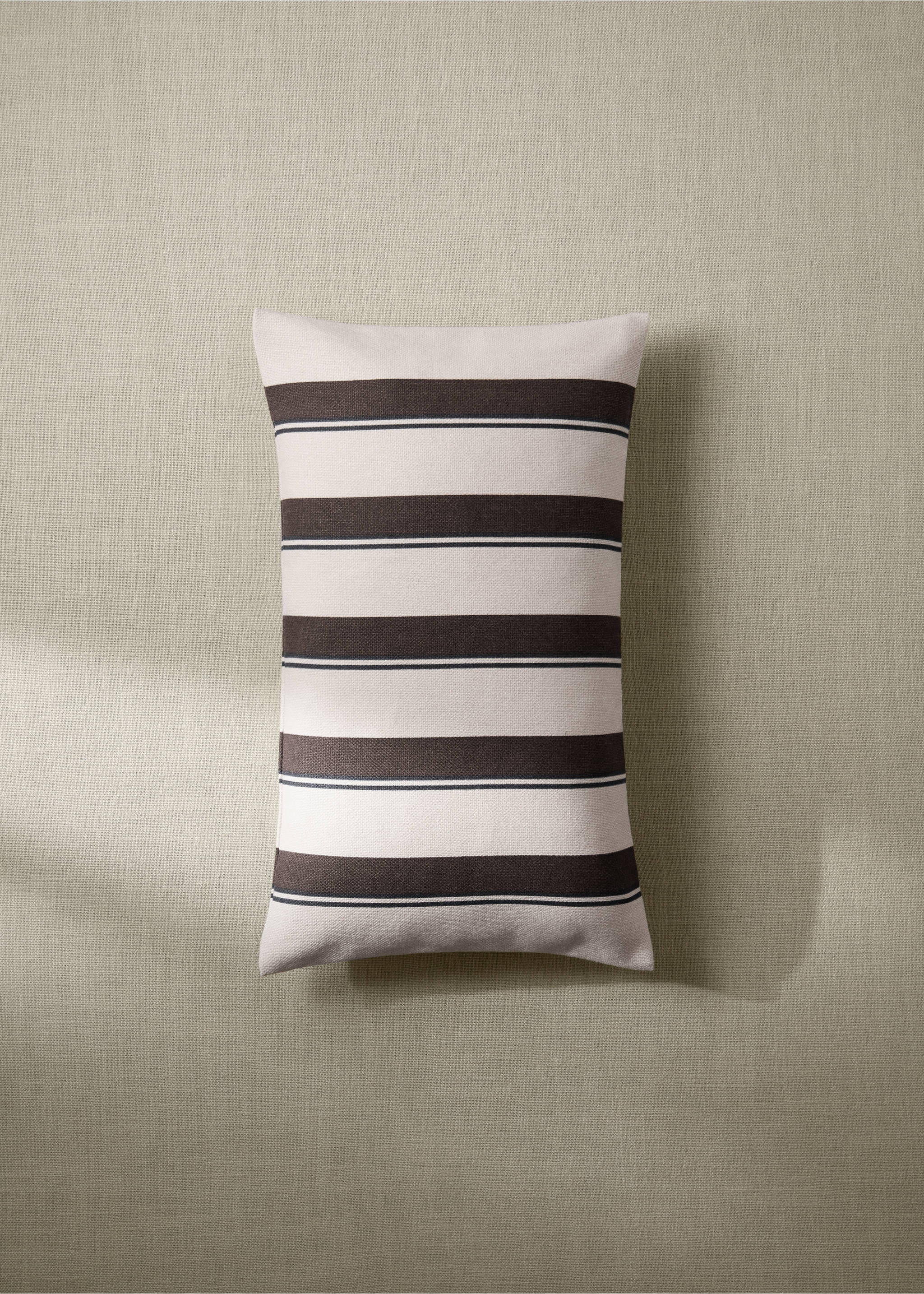Cotton striped cushion cover 30x50cm - General plane, Brown. Ref: 37011472-00.