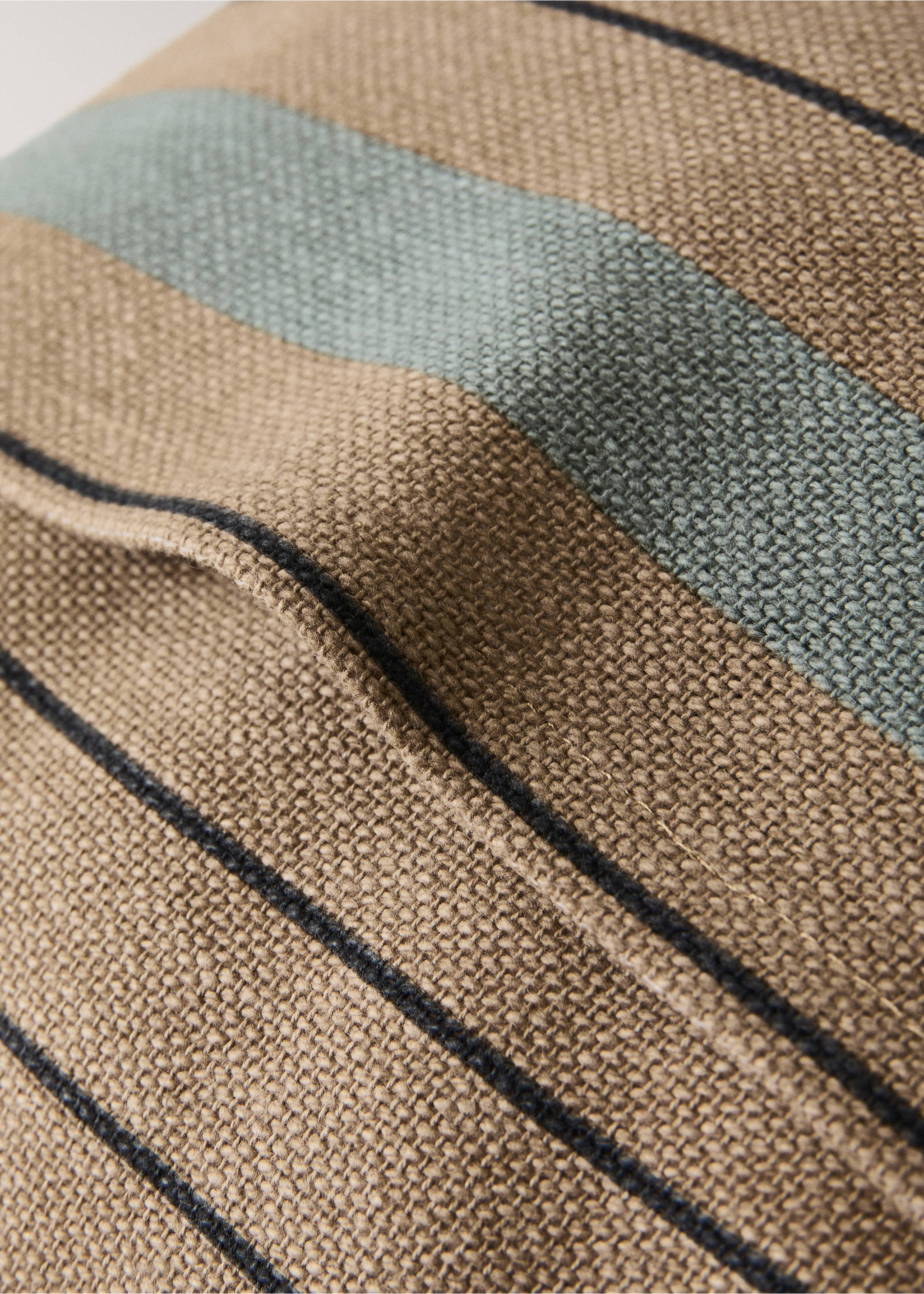 Cotton striped cushion cover 30x50cm - Details of the article 2, Mint Green. Ref: 37011472-00.