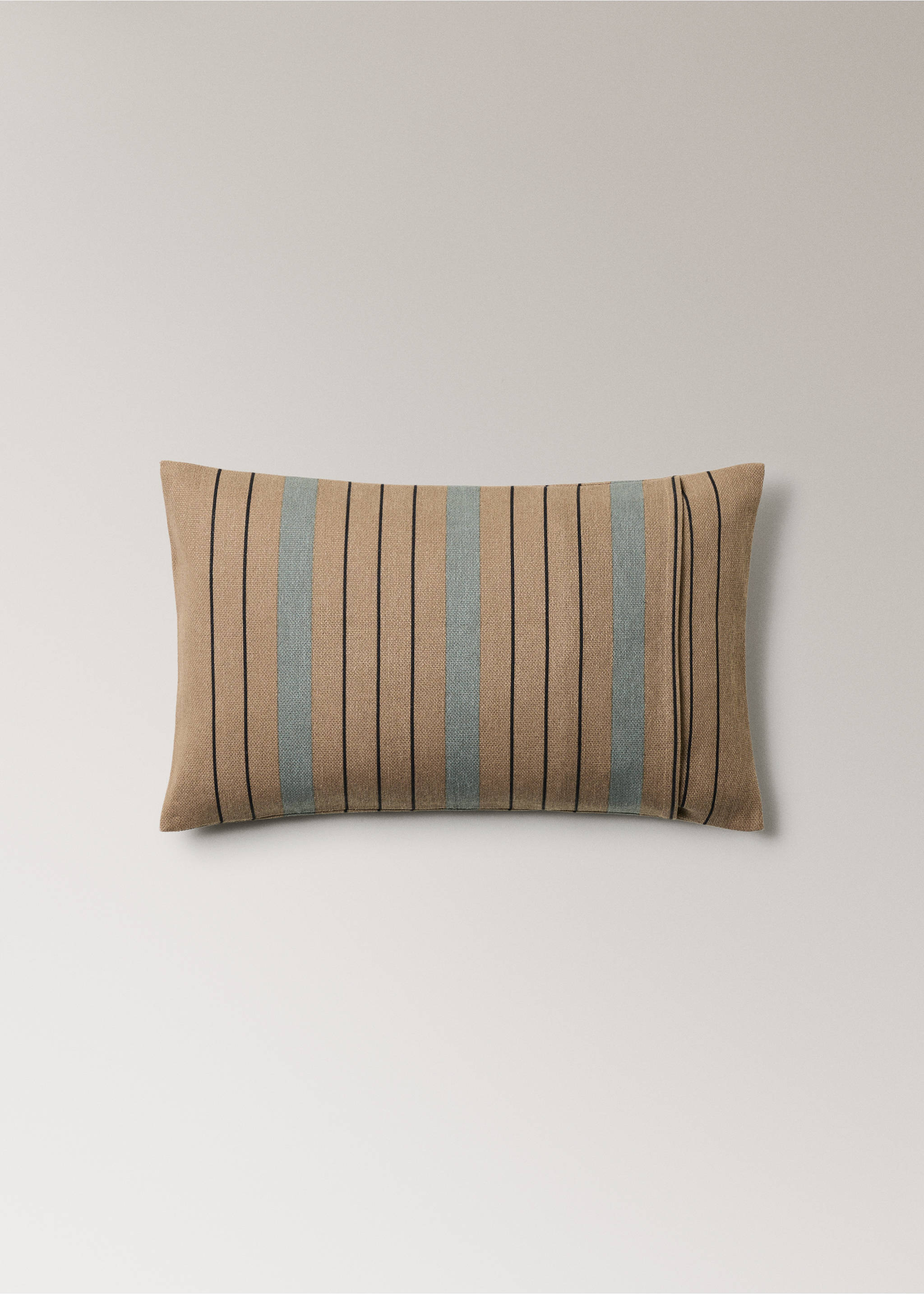 Cotton striped cushion cover 30x50cm - Details of the article 4, Mint Green. Ref: 37011472-00.