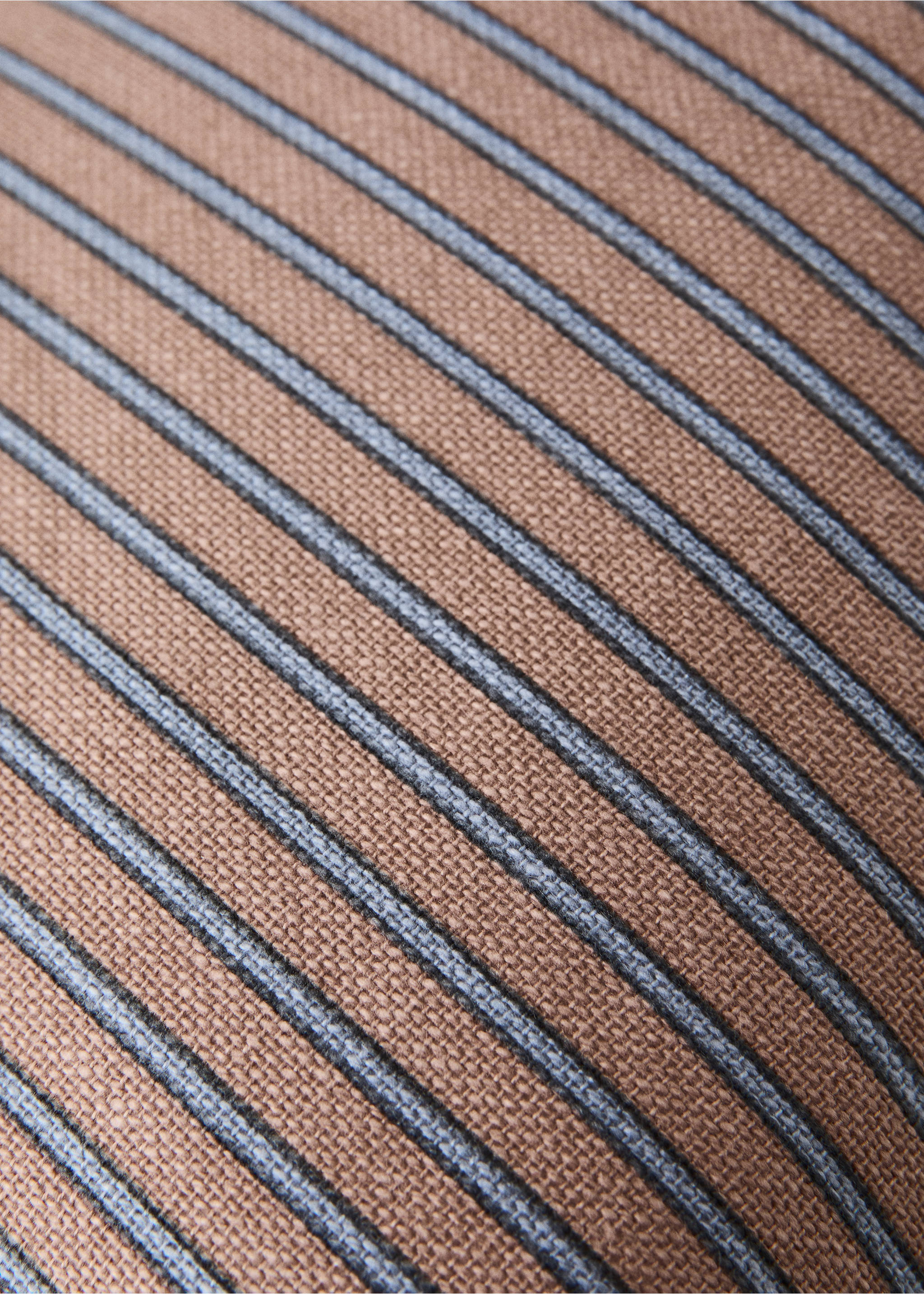 Cotton striped cushion cover 30x50cm - Details of the article 3, Nude. Ref: 37011472-00.