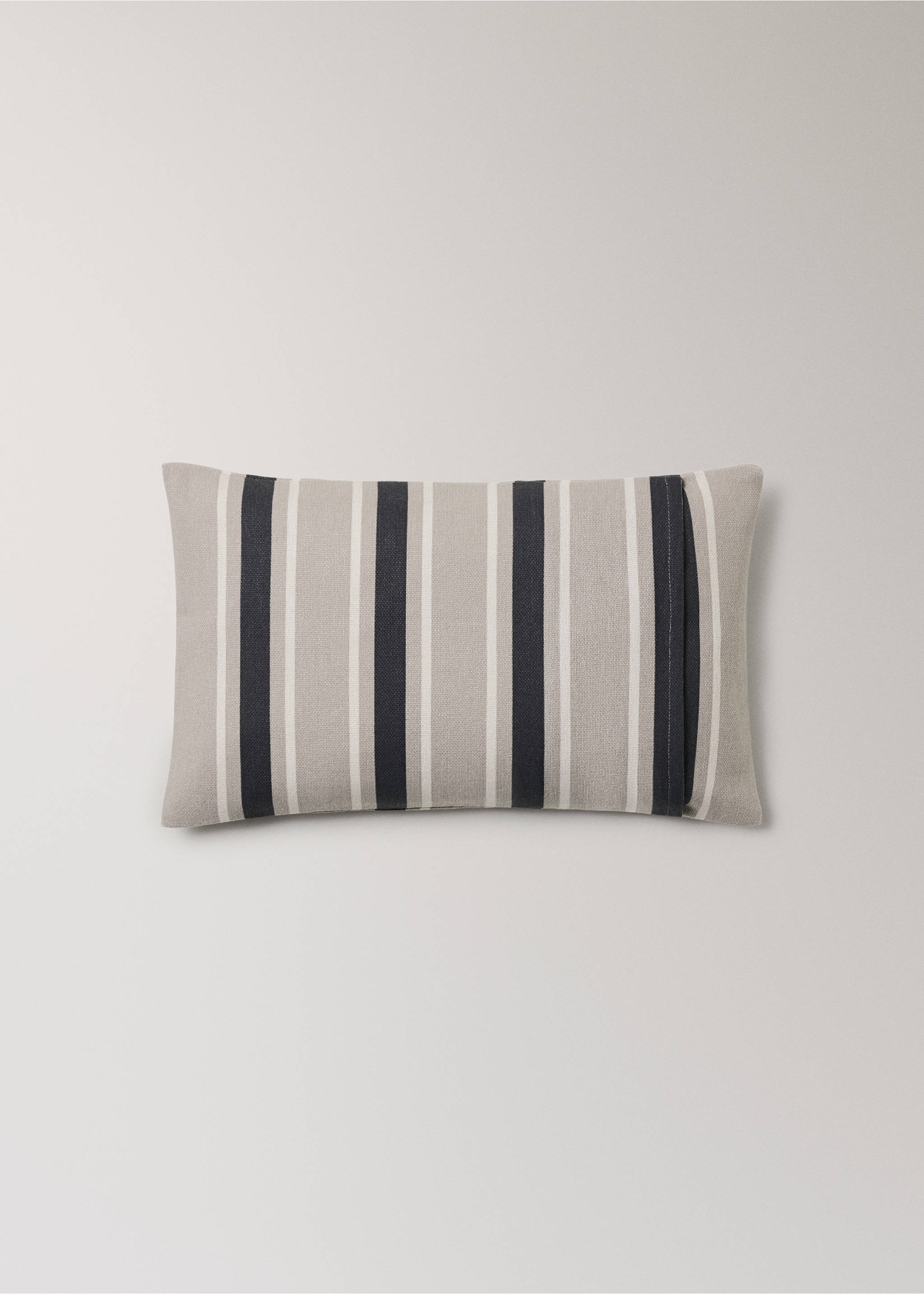Cotton striped cushion cover 30x50cm - Details of the article 4, Light/Pastel Brown. Ref: 37011472-00.