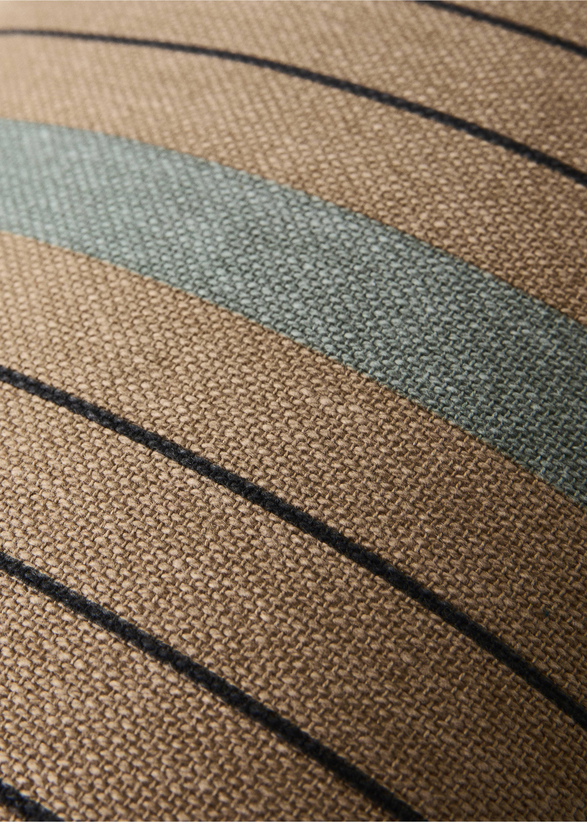 Cotton cushion cover with printed stripes 45x45 cm - Details of the article 3, Mint Green. Ref: 37011473-00.