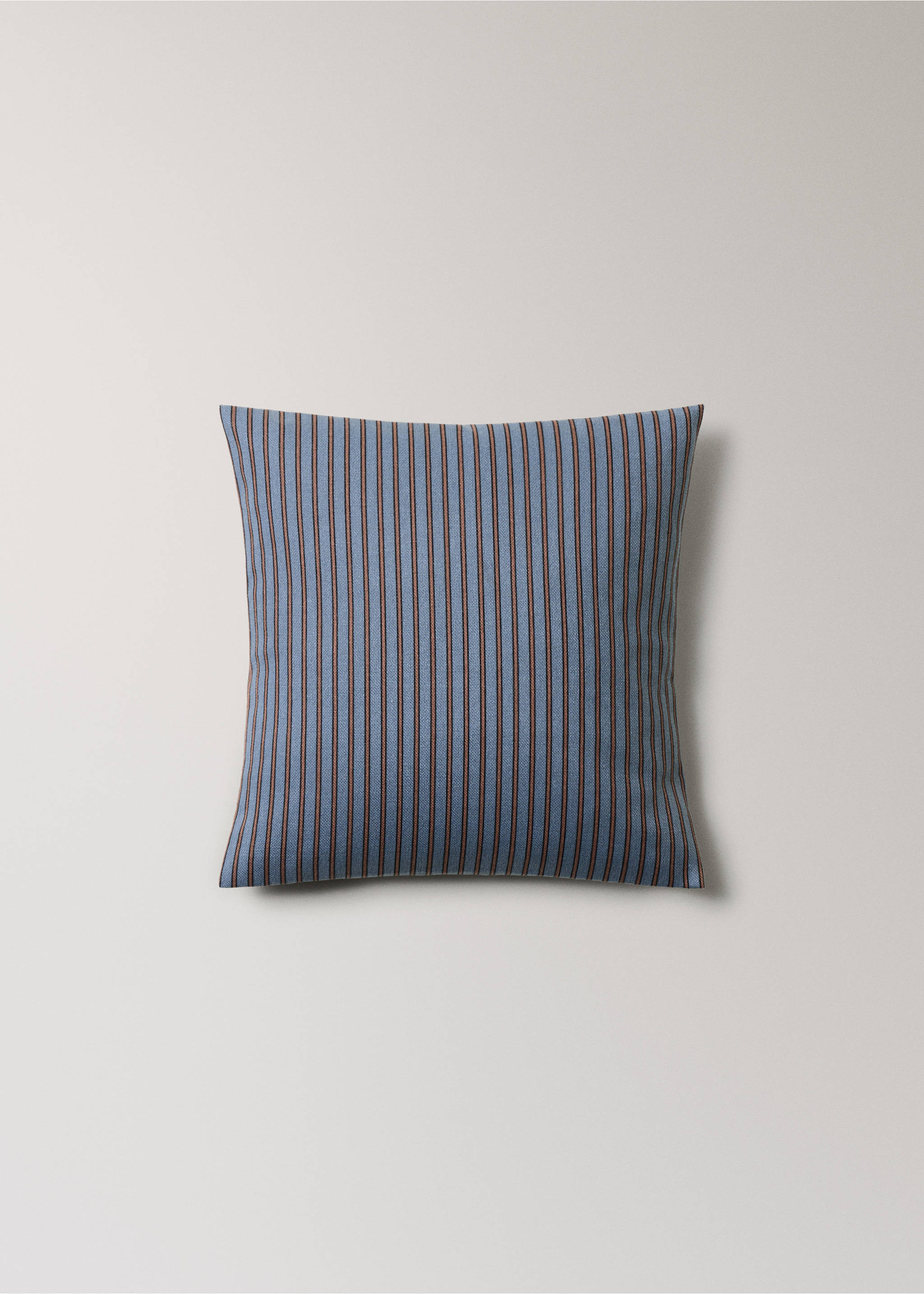 Cotton cushion cover with printed stripes 45x45 cm - Article without model, Aqua Green. Ref: 37011473-00.