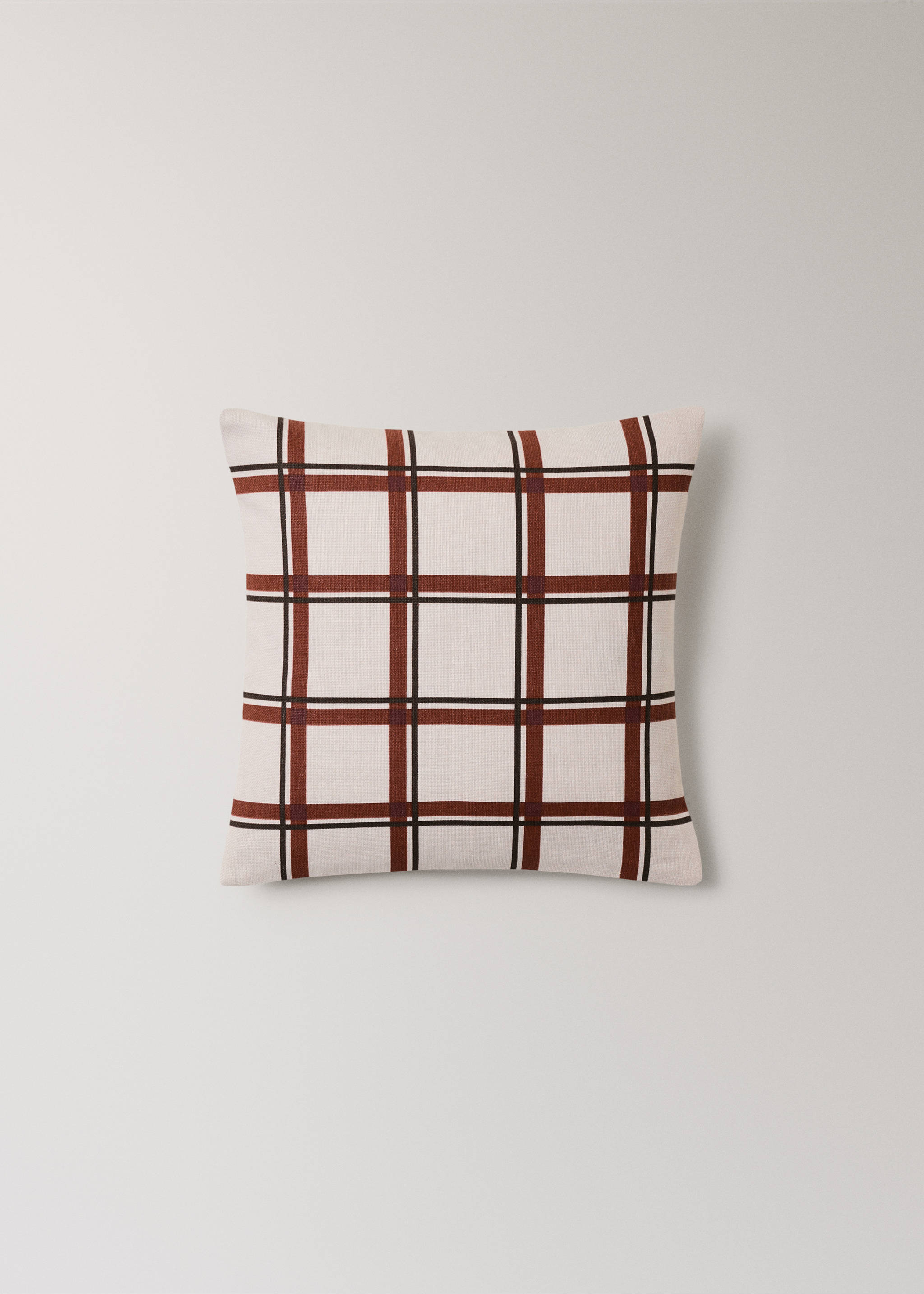 Funda cojín algodón raya estampada 45x45 cm - Artículo sin modelo, Rojo anaranjado. Ref: 37011473-00.