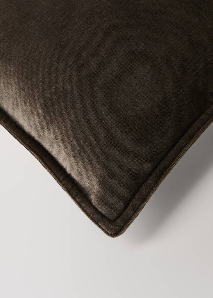Velvet-effect cushion cover 30x50 cm — Brown